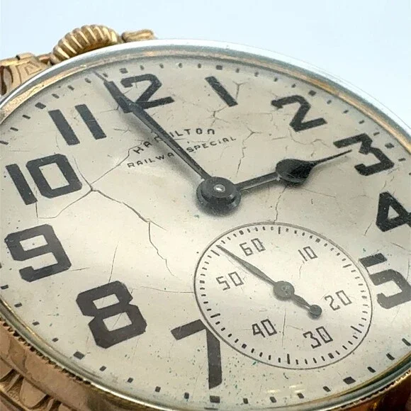 1952 Hamilton 10K Gold-Filled 992B Grade Non Working Railroad Pocket Parts Watch - Picture 5 of 12